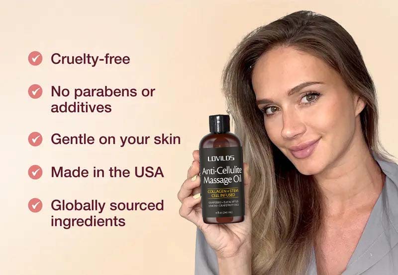 Cellulite Massage Oil 8oz - Smooth the Appearance of Cellulite - Body Care & Skin Care Massage Oil