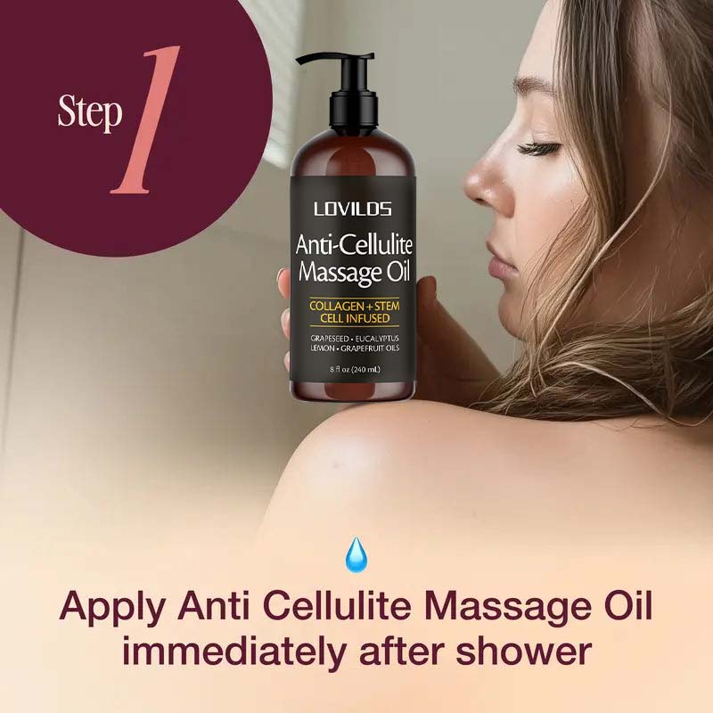 Cellulite Massage Oil 8oz - Smooth the Appearance of Cellulite - Body Care & Skin Care Massage Oil