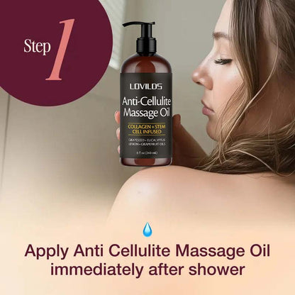 Cellulite Massage Oil 8oz - Smooth the Appearance of Cellulite - Body Care & Skin Care Massage Oil