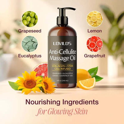 Cellulite Massage Oil 8oz - Smooth the Appearance of Cellulite - Body Care & Skin Care Massage Oil